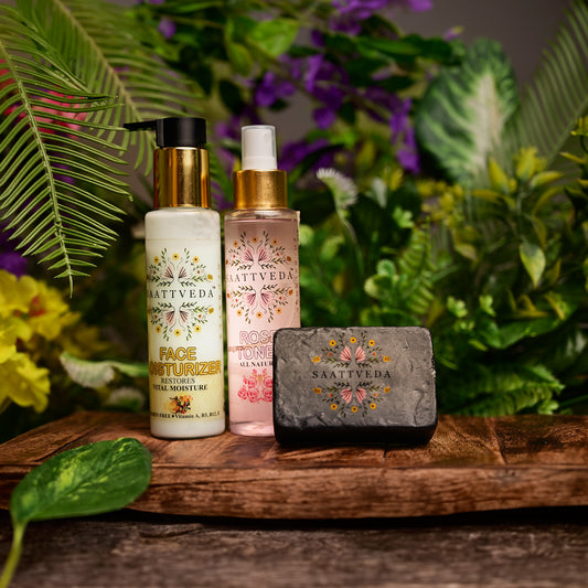 Monsoon Shield Combo: Charcoal Soap, Rose Toner, and Face/Body Moisturizer